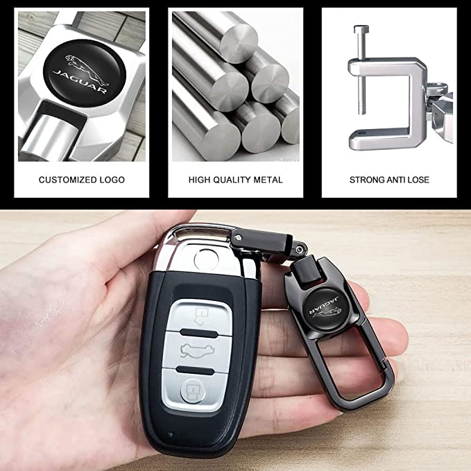 Metal Car Keychains Replacement with Logo, Custom fit for Car Key Chain, Key Chains for Women Keychain Accessories, Family Present, black - Delicate Leather