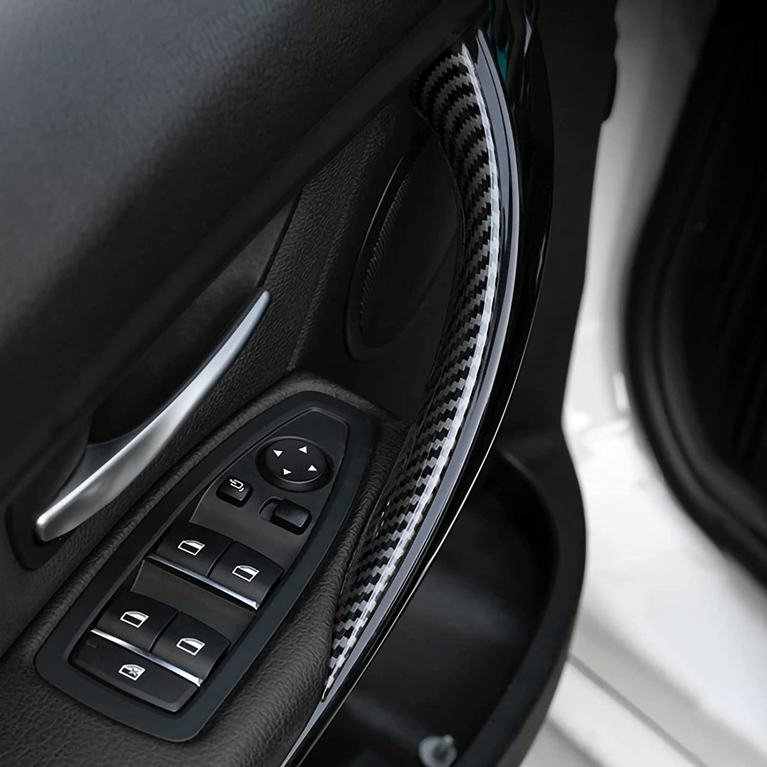 Car Door Pull Handles Cover Carbon Style ABS Trim Decoration fits for 3 4 Series F30 F31 F34 3GT F32 F33 F36 Interior Accessories - Delicate Leather