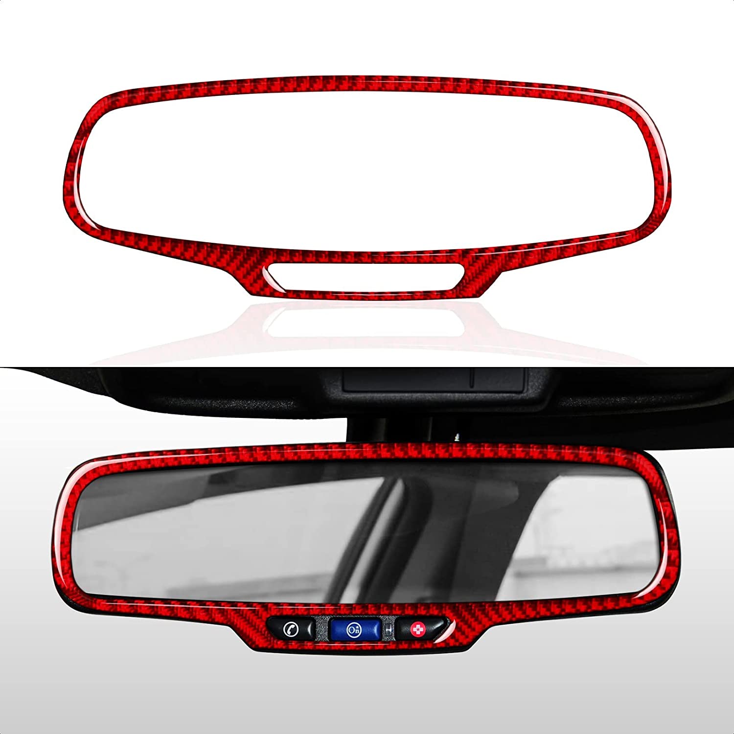 Car Rear View Mirror Sticker Decal Carbon Fiber Interior Trim Cover for Camaro 2010 2011 2012 2013 2014 2015 Car Accessories - Delicate Leather