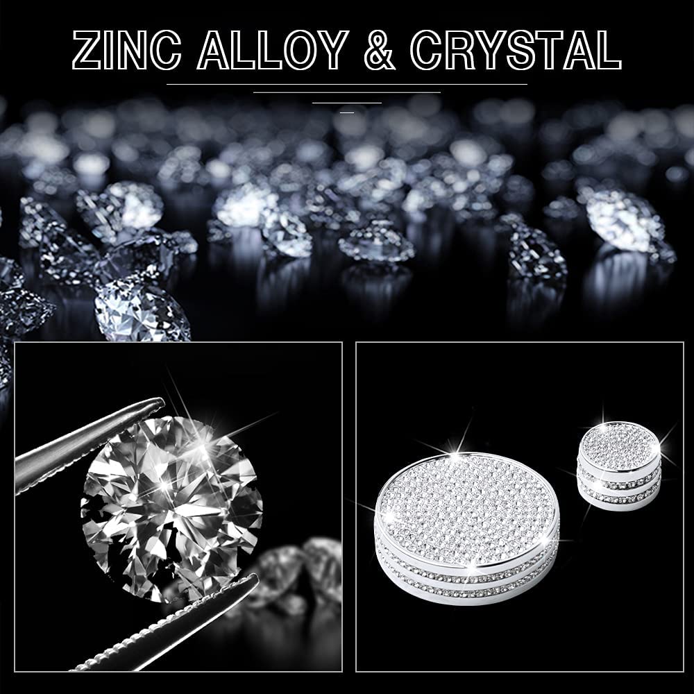 Bling Accessories 3 CX-30 CX30 Volume Media Multimedia Knobs Decals Stickers Covers Cap Car Interior Parts Decoration Men Women Zinc Alloy Rhinestone Silver 2 Pack - Delicate Leather