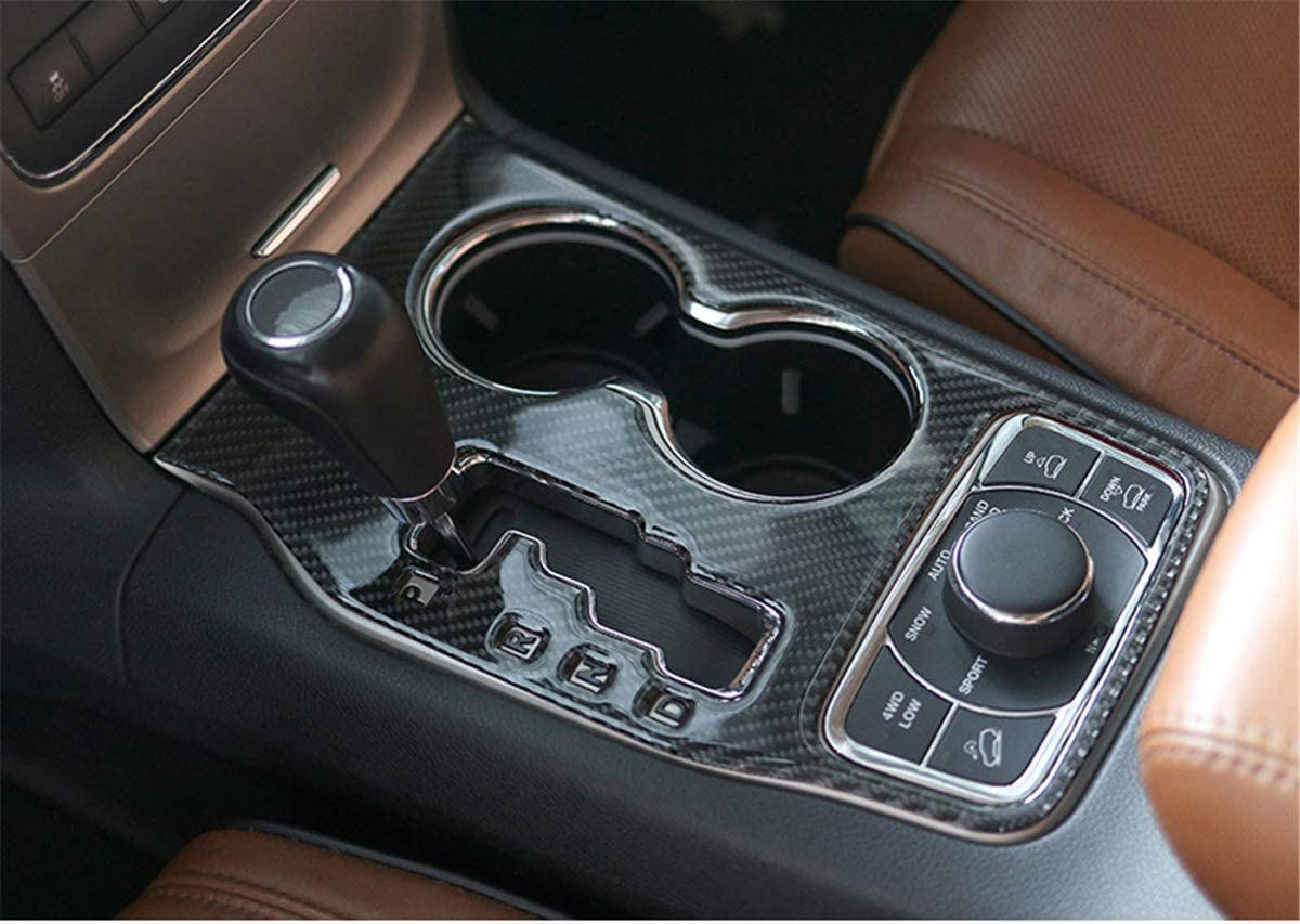 eep Grand Cherokee 2011 2012 2013 Interior Accessories Real Carbon Fiber Center Console Cup Holder Cover Trim - Delicate Leather