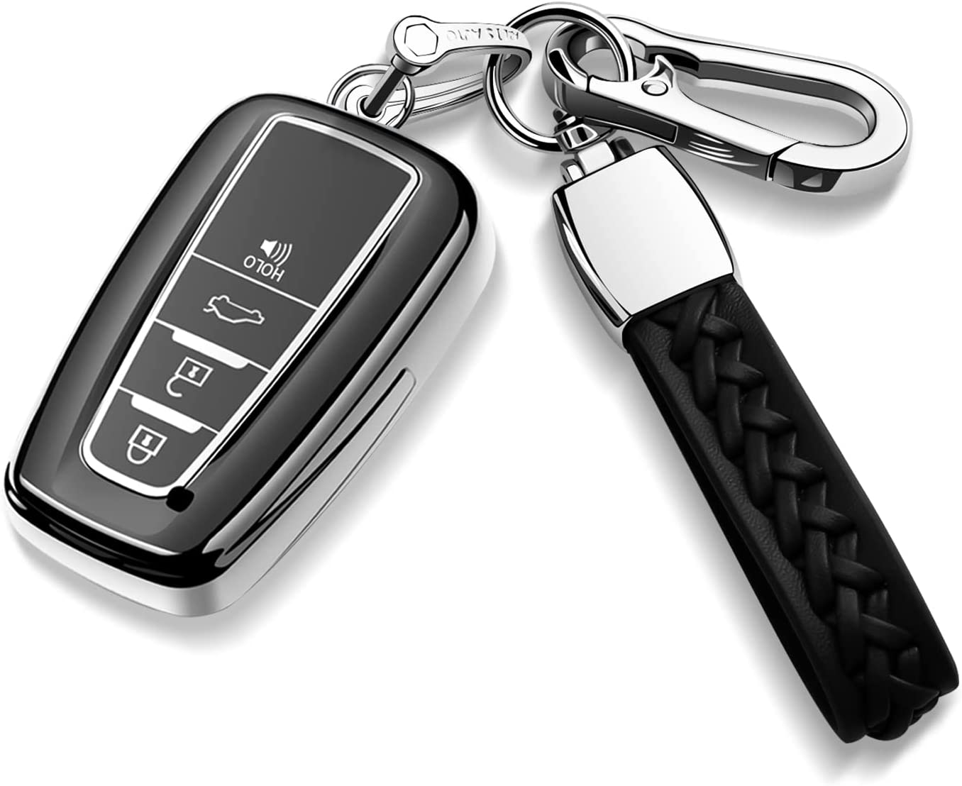 Key Fob Cover with Keychain Fit For 2018-2022 Camry Avalon C-HR Prius Corolla GT86