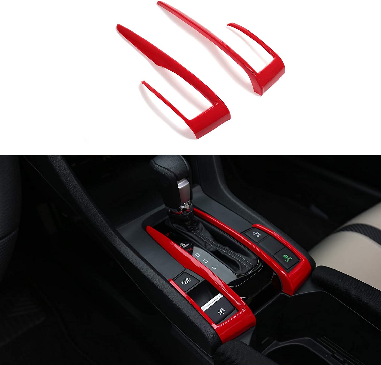 10th Gen Civic Gear Box Trims CVT Automatic Transmission Shift Boots Panel Stickers Compatible with Honda Civic Sedan Hatchback Coupe 2021 2020 2019 2018 2017 2016 - Delicate Leather