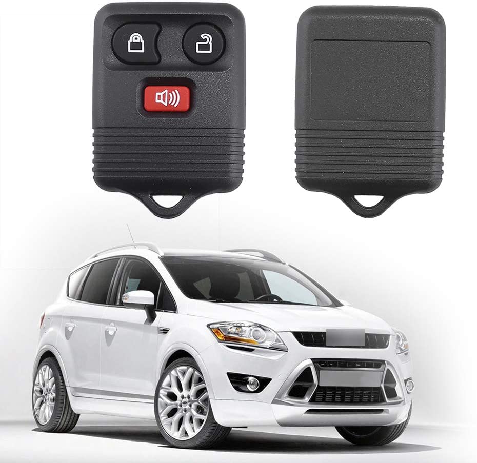 Car Key Fob Remote Case for Ford F150 F-150 F250 F-250 F350 E350 Super Duty Edge Excursion Escape Explorer Lincoln Mazda Mercury Keyless Entry Remote Starter Control Shell (3 Buttons, 2 Pack) - Delicate Leather