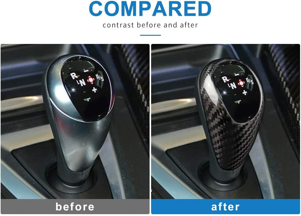 Gear Shift Knob Cover Interior Trim for BMW M2 F87 M3 F80 M4 F82 M5 F83 F10 F12 F13 X5M F85 X6M F86 Accessories, Carbon Fiber - Delicate Leather