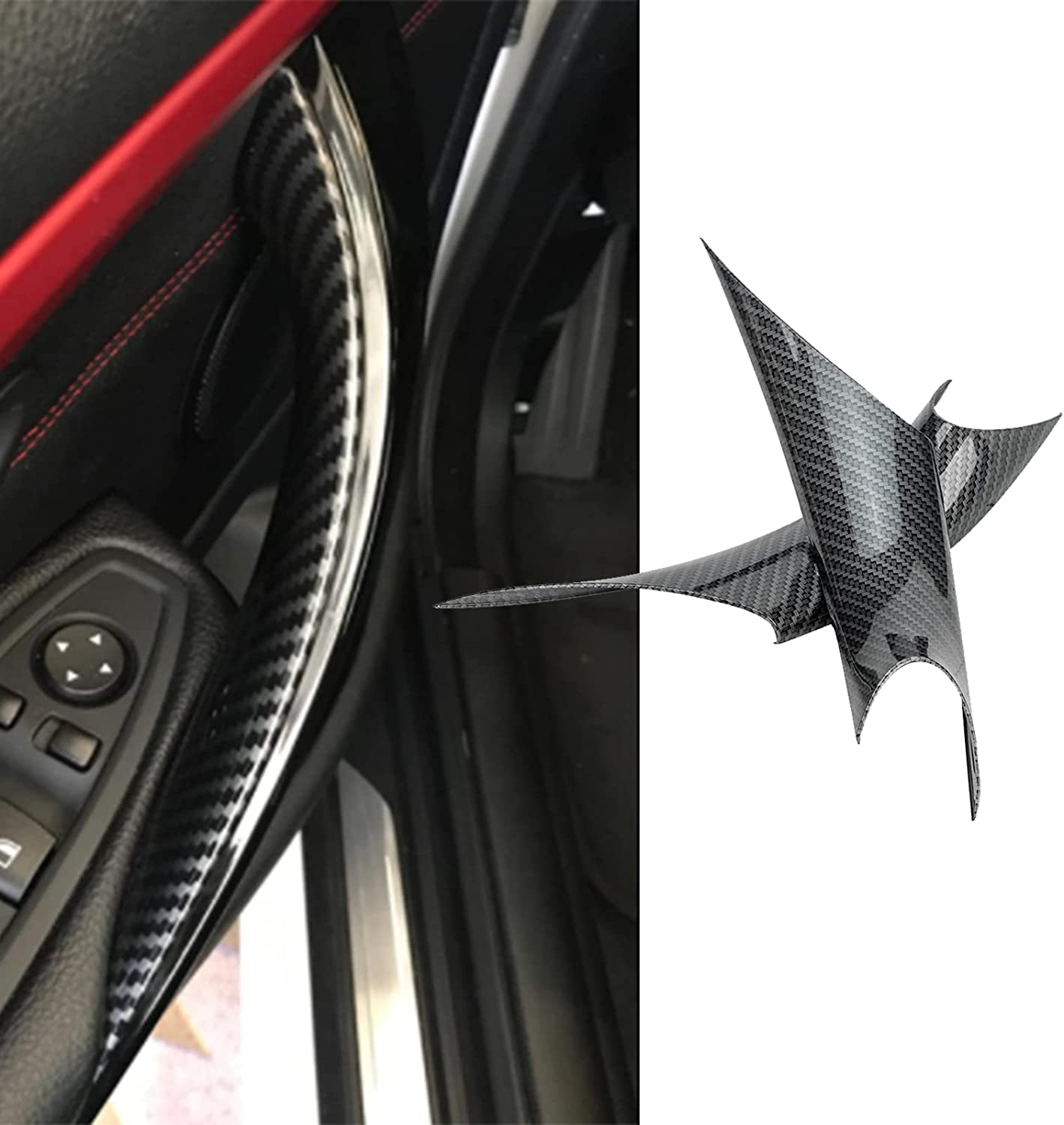 Front Interior Inner Inside Door Pull Handle Grab Cover Trim Compatible with 320,328,330,335,M3 F30/F31/F34/F80 2012-2018 and 428, 435,M4 F32/F33/F36/F82/F83 2014-2017 Replace 51417279311 - Delicate Leather