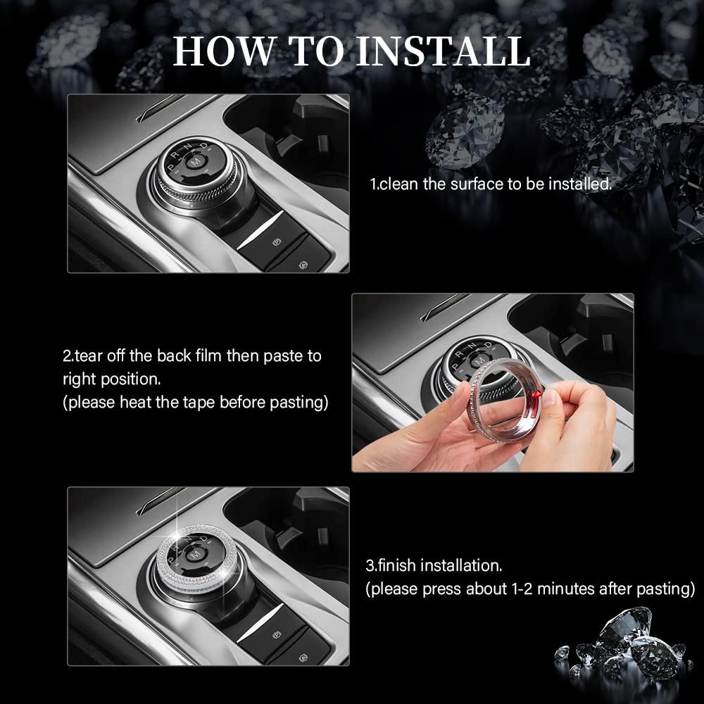 Ford Explorer Accessories Bling 2020 2021 2022 Crystal PRND Gear Shift Switch Knob Cover Auto Interior Decoration Trim Glitter Sticker Metal Decal Caps - Delicate Leather