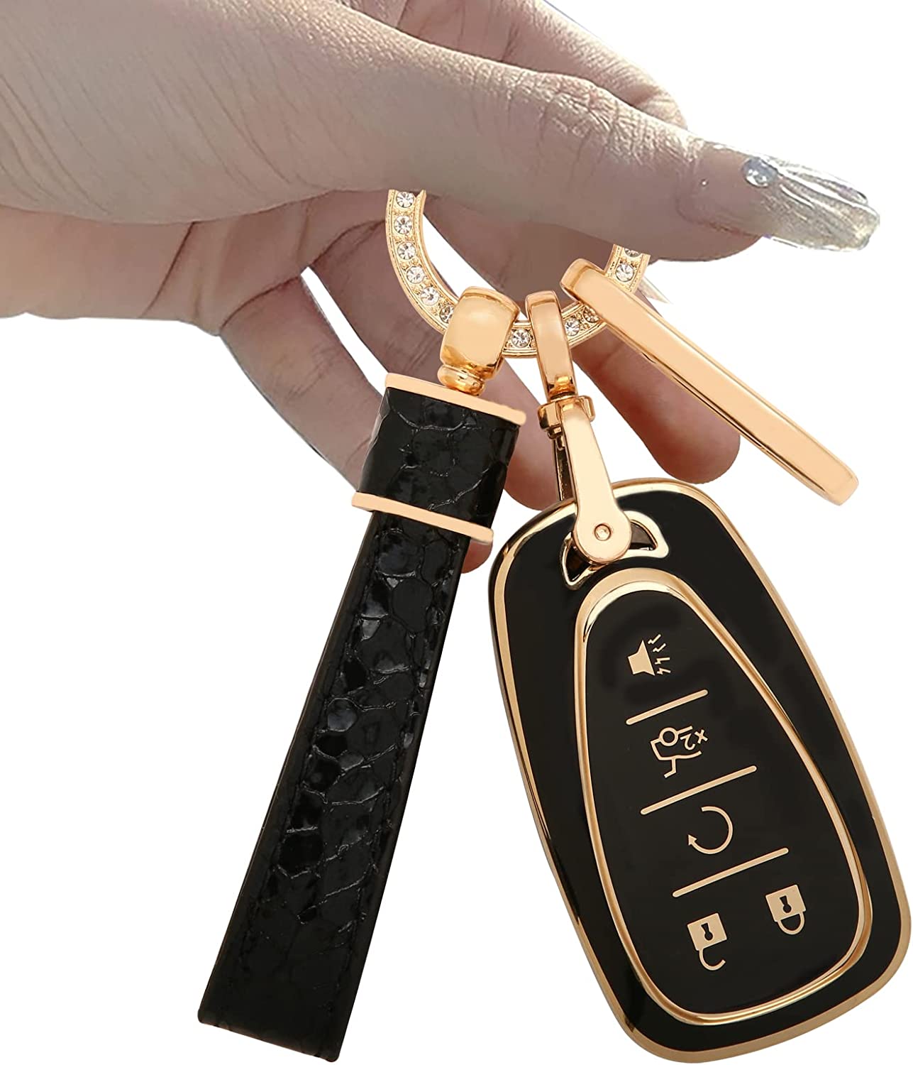 Key fob Cover.Two different materials keychain Accessories, 5 colors TPU key Cover 5 Buttons Smart Key