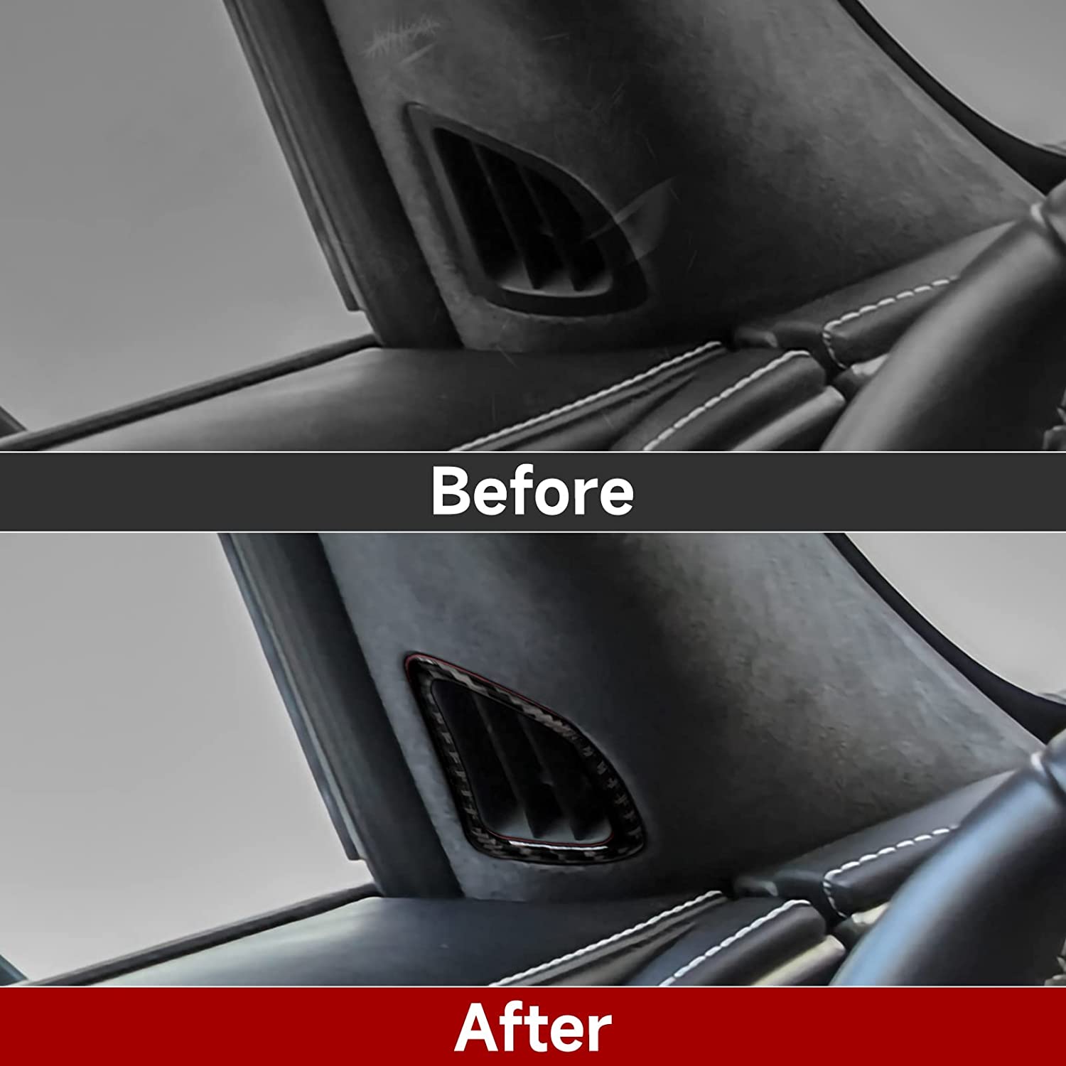 C7 Car Side Door Speaker Sticker Decal Carbon Fiber Interior Trims Accessories Cover for C7 2014 2015 2016 2017 2018 2019 - Delicate Leather