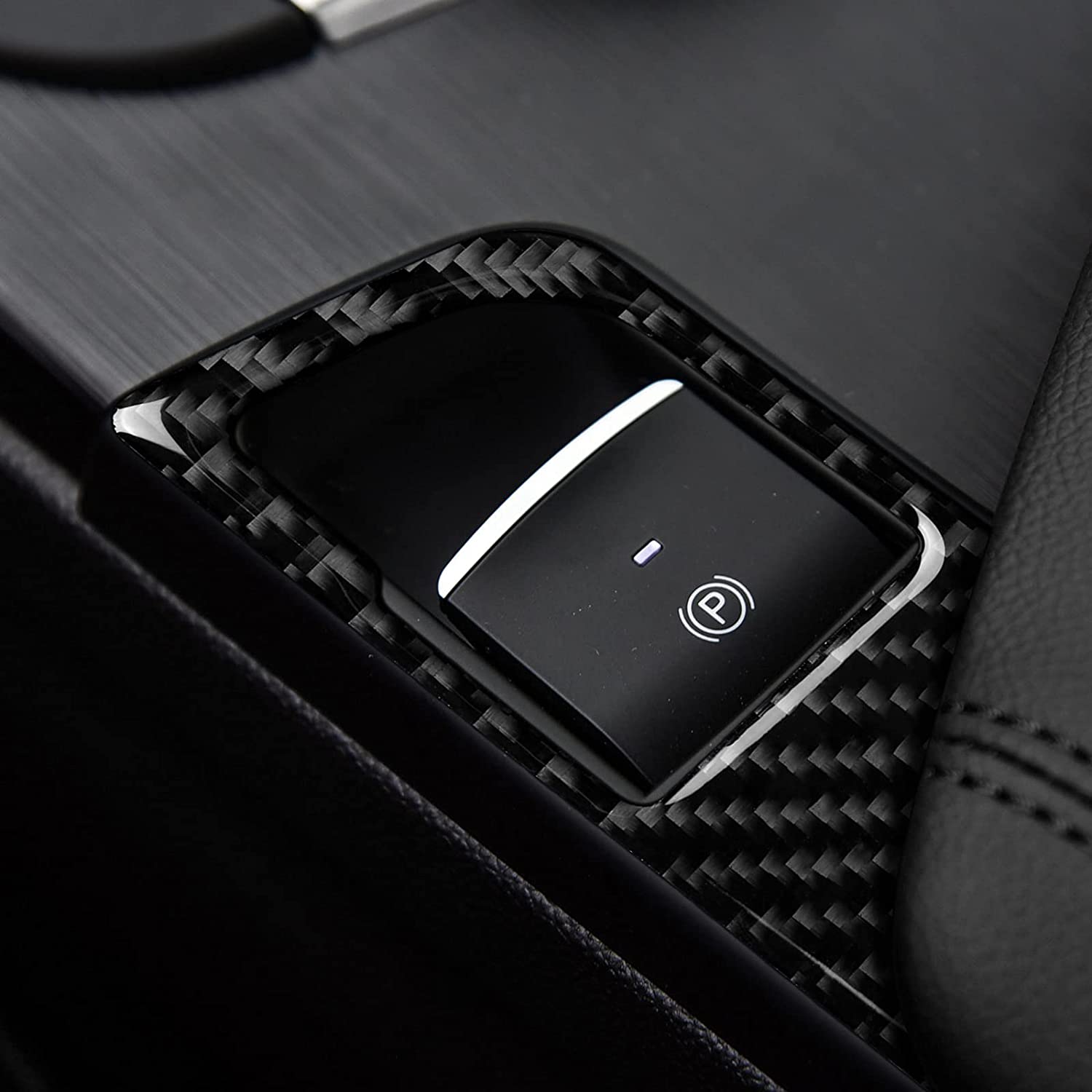 Car Electronic Handbrake Cover Trim Carbon Fiber Sticker Decal fits for Giulia 2017 2018 2019 Car Accessories - Delicate Leather