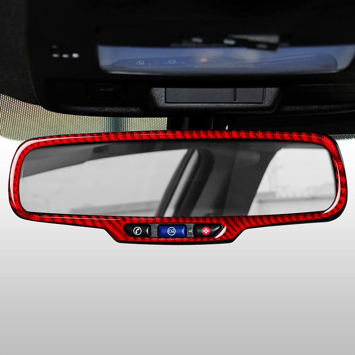 Car Rear View Mirror Sticker Decal Carbon Fiber Interior Trim Cover for Camaro 2010 2011 2012 2013 2014 2015 Car Accessories - Delicate Leather