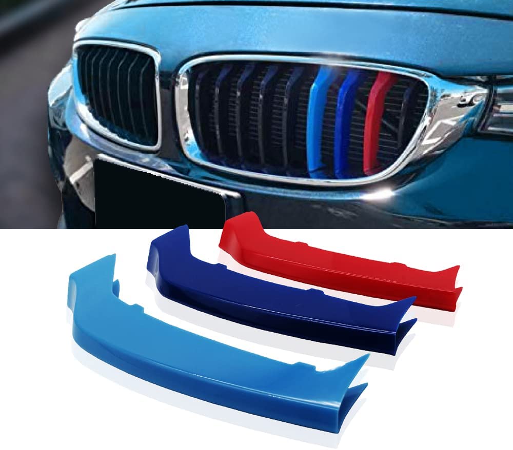 M-Colored Stripe Grille Insert Trims Compatible with 2014-up F32 F33 F36 4 Series Kidney Grill (9 Beams,Not Fit 11-Beam) - Delicate Leather