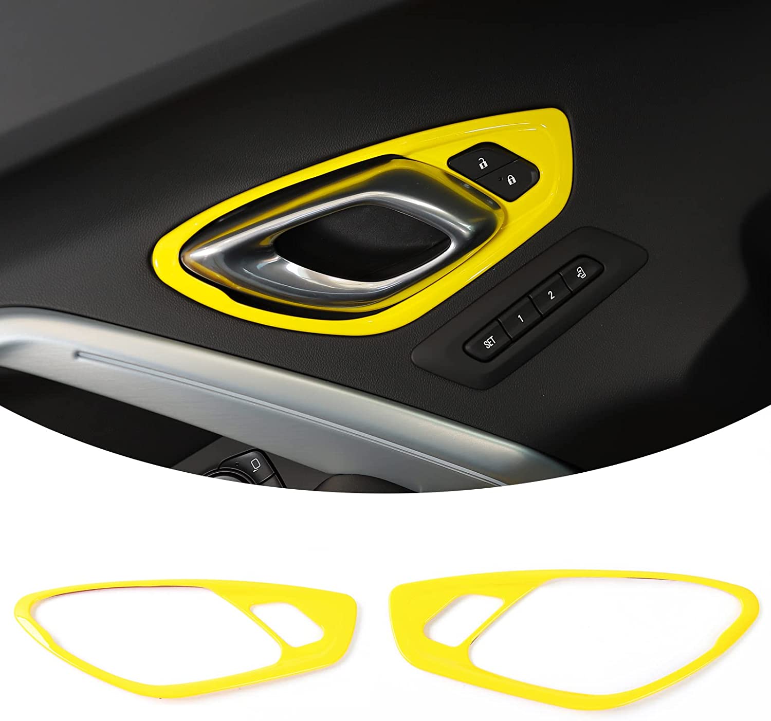 Door Inner Grab Handle Cover Frame ABS Decor Trim Interior Accessories for Camaro 2017-2022 - Delicate Leather