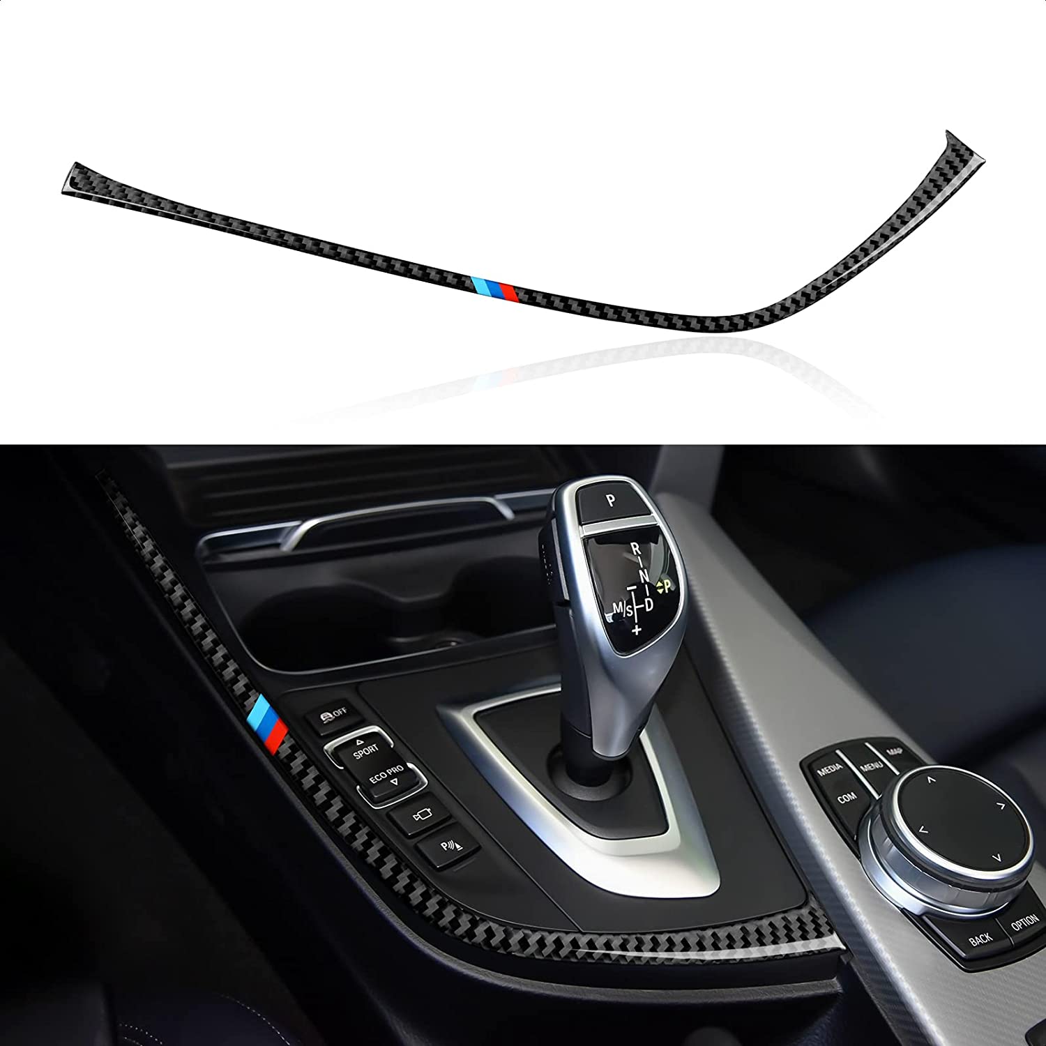 Car Gear Shift Trim Soft Carbon Fiber Decal Sticker Compatible with F30 F31 F34 3GT F32 F33 F36 3 4 Series Accessories, 2012-2020 - Delicate Leather