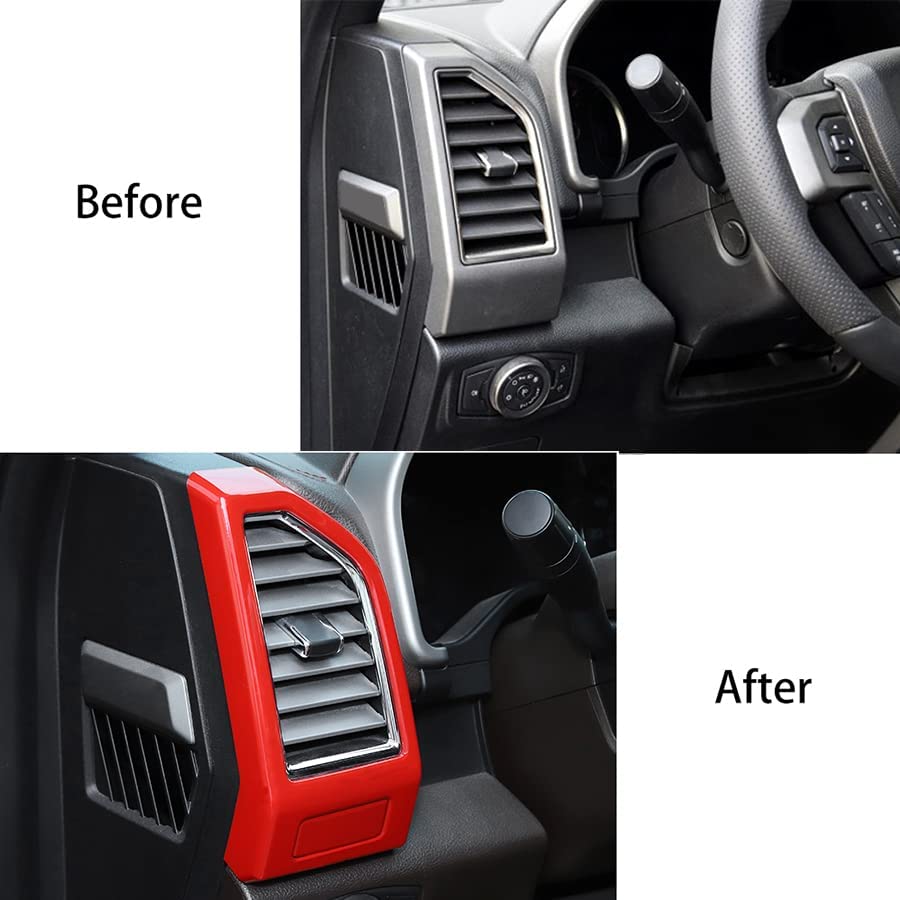 F-150 ABS Red Dash Air Conditioner Outlet Vent Trim - Delicate Leather