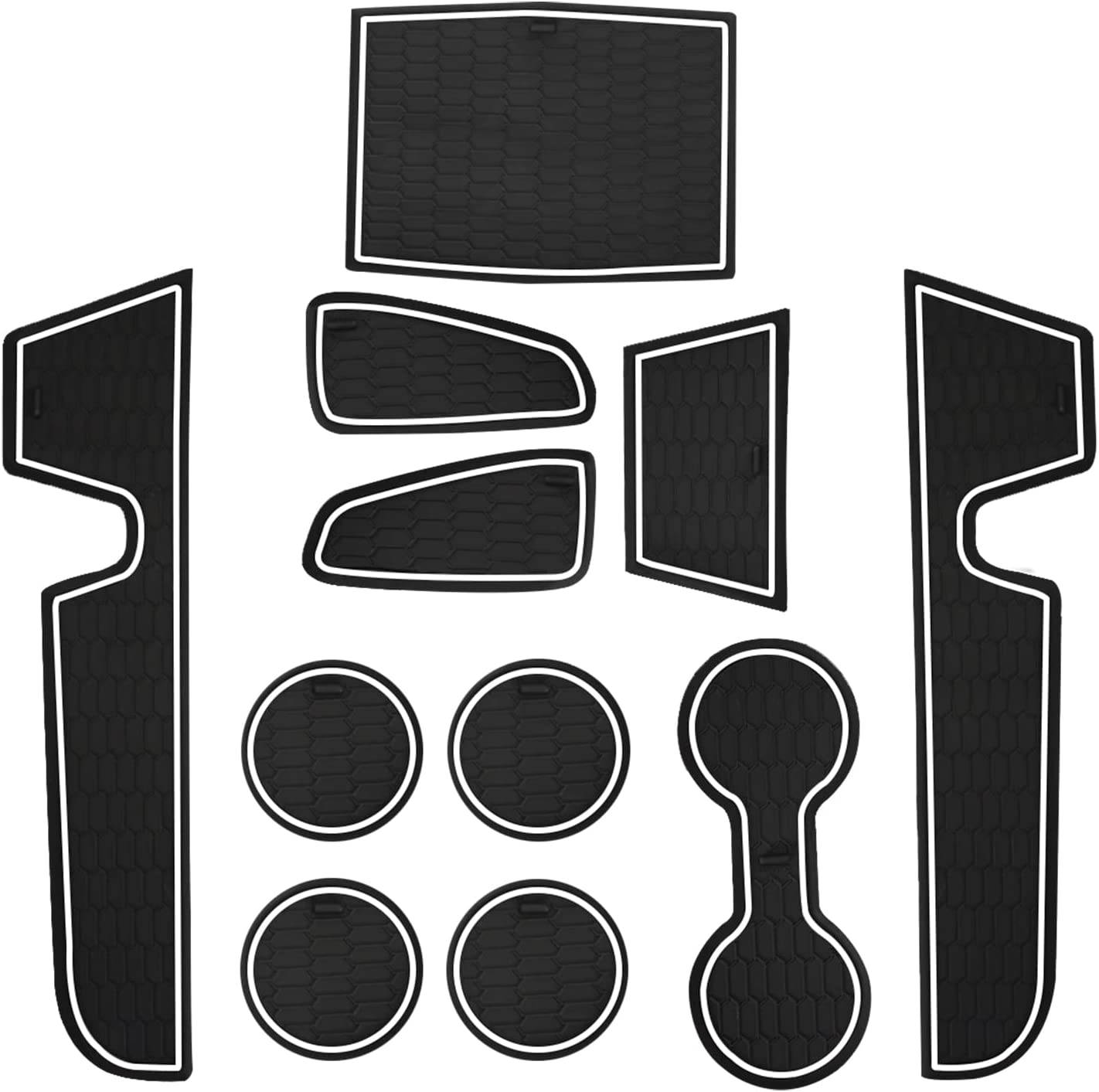 Anti-Dust Upgraded Interior Liner Pads Accessories, Fit for 2017-2022 Corolla (Hatchback) as Cup Holder Inserts, Center Console Liner Mats, Door Pocket Liners, 11-pc Set - Delicate Leather