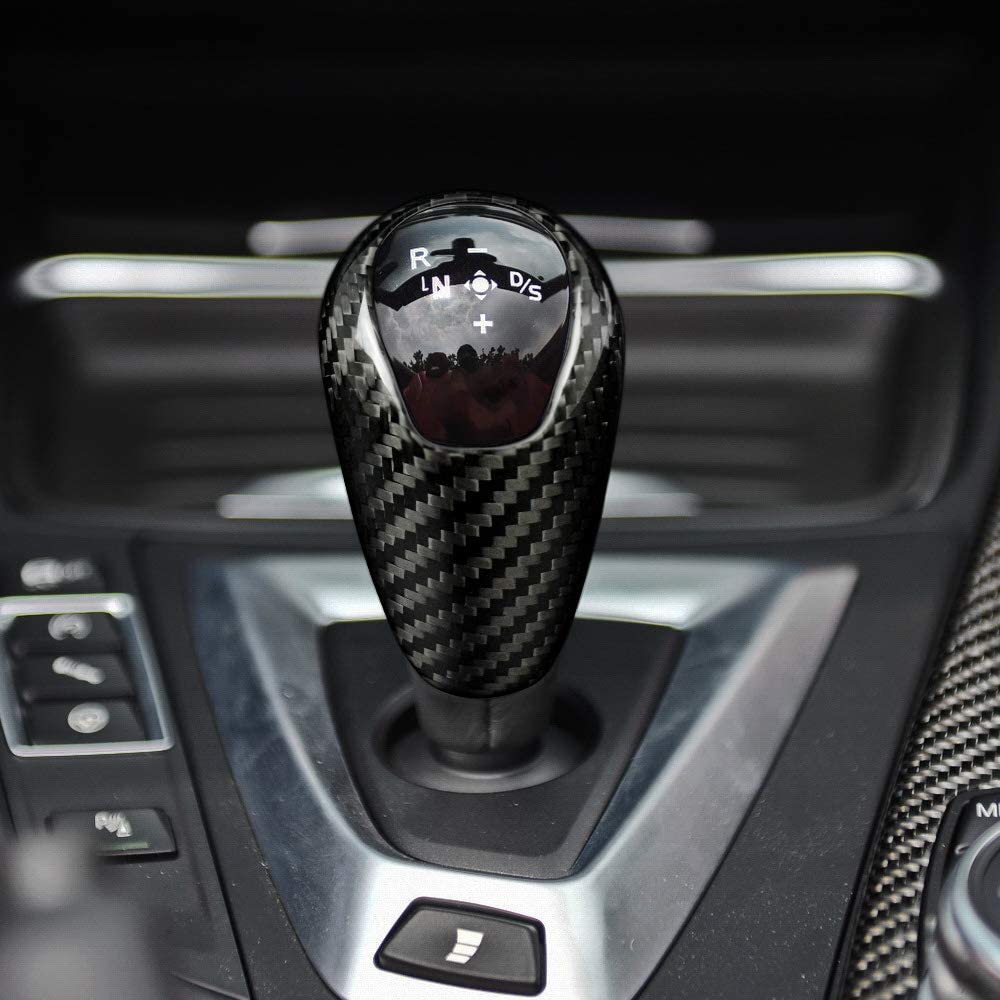 Gear Shift Knob Cover Interior Trim for BMW M2 F87 M3 F80 M4 F82 M5 F83 F10 F12 F13 X5M F85 X6M F86 Accessories, Carbon Fiber - Delicate Leather