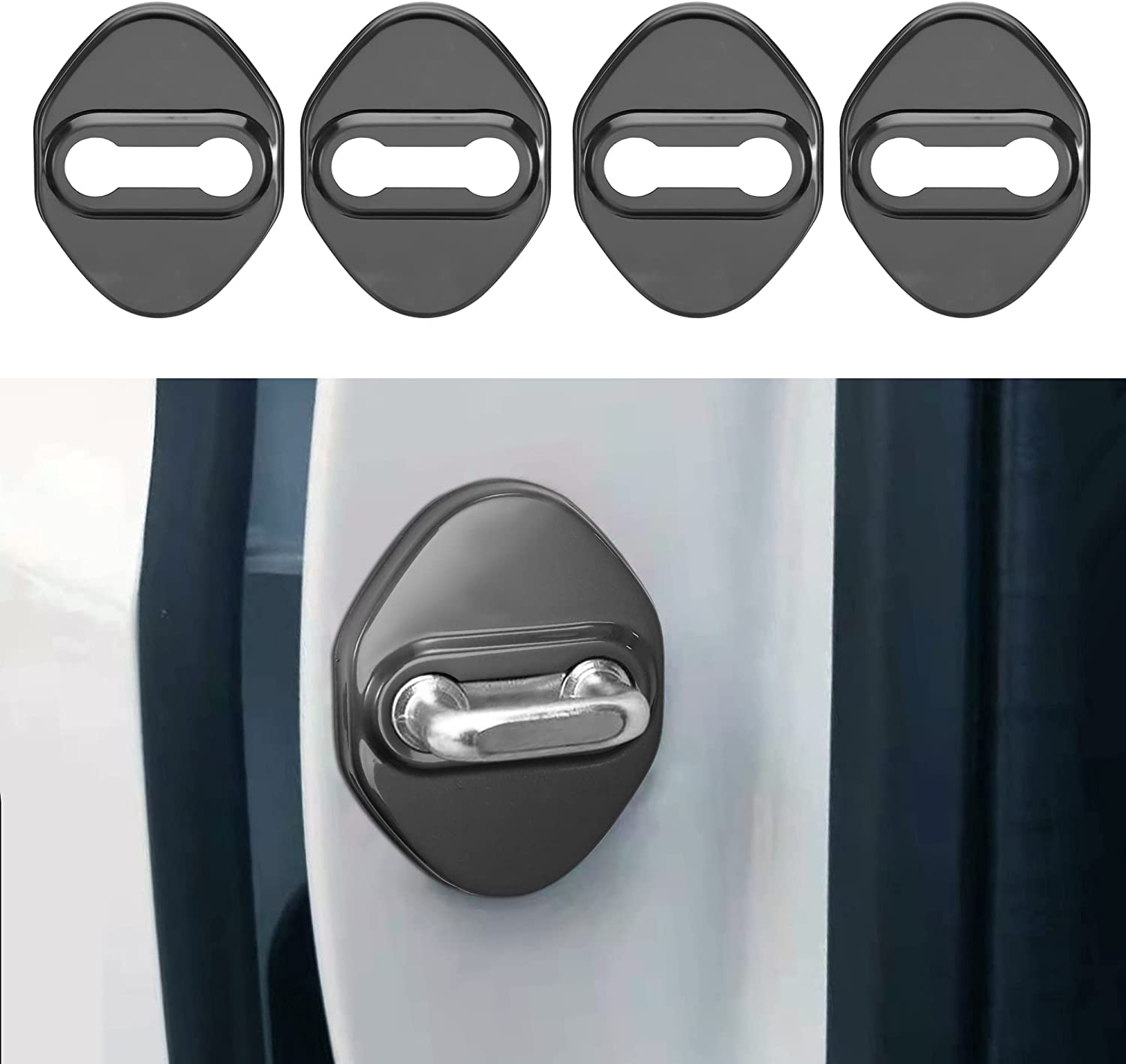 4pcs Car Door Lock Latches Cover Compatible with Accord Civic CR-V XR-V HR-V UR-V Odyssey Crosstour Pilot Vezel Stainless Steel Car Door Lock Protector Sports Style Accessories - Delicate Leather