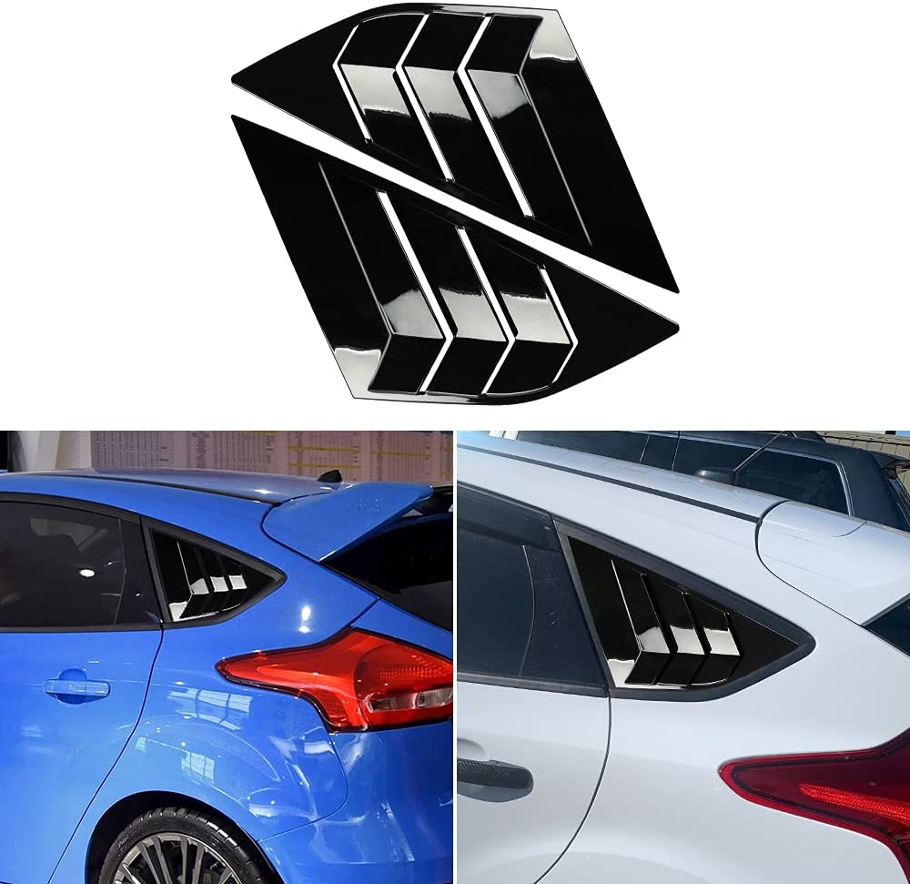 Rear Side Window Louvers Compatible for Ford Focus ST RS MK3 Hatchback Accessories 2012-2018 Air Vent Scoop Cover Louver - Delicate Leather
