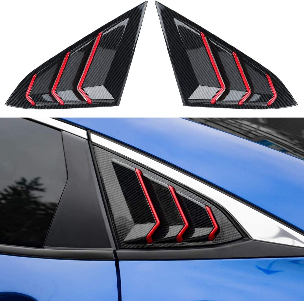 10th Gen Civic Rear Side Window Louvers Racing Style Triangular Window Glass Blinds Compatible with Civic Sedan 2021 2020 2019 2018 2017 2016 - Delicate Leather