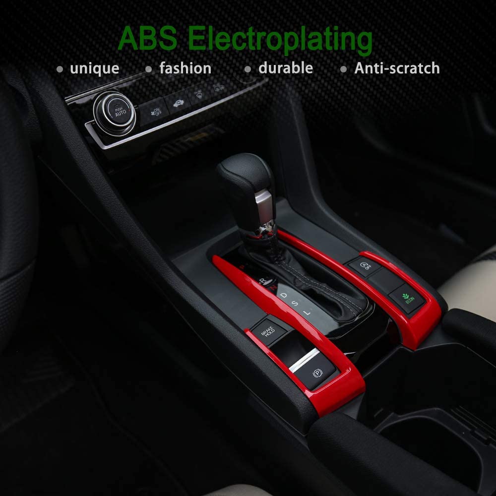 10th Gen Civic Gear Box Trims CVT Automatic Transmission Shift Boots Panel Stickers Compatible with Honda Civic Sedan Hatchback Coupe 2021 2020 2019 2018 2017 2016 - Delicate Leather