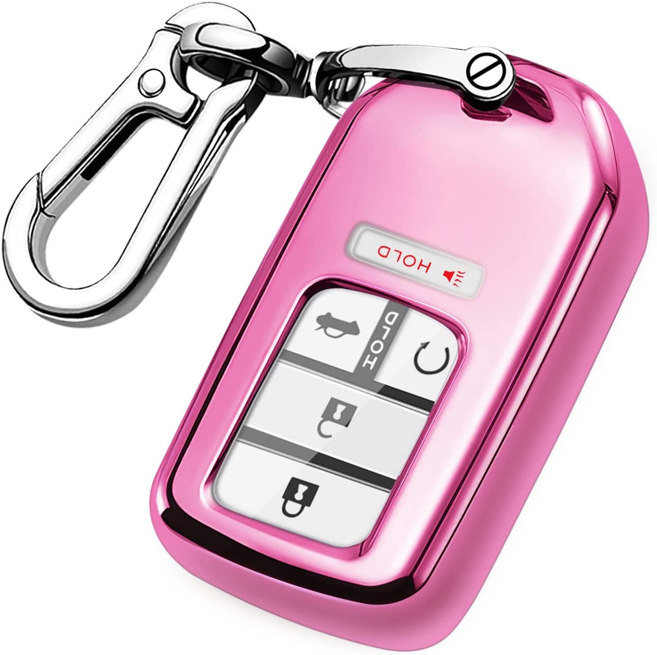 Key Fob Cover with Keychain,Soft TPU Full Cover Protection Key Fob Shell Compatible with Accord Civic CRV HRV Pilot Odyssey Passport Smart Remote Key Fob Case