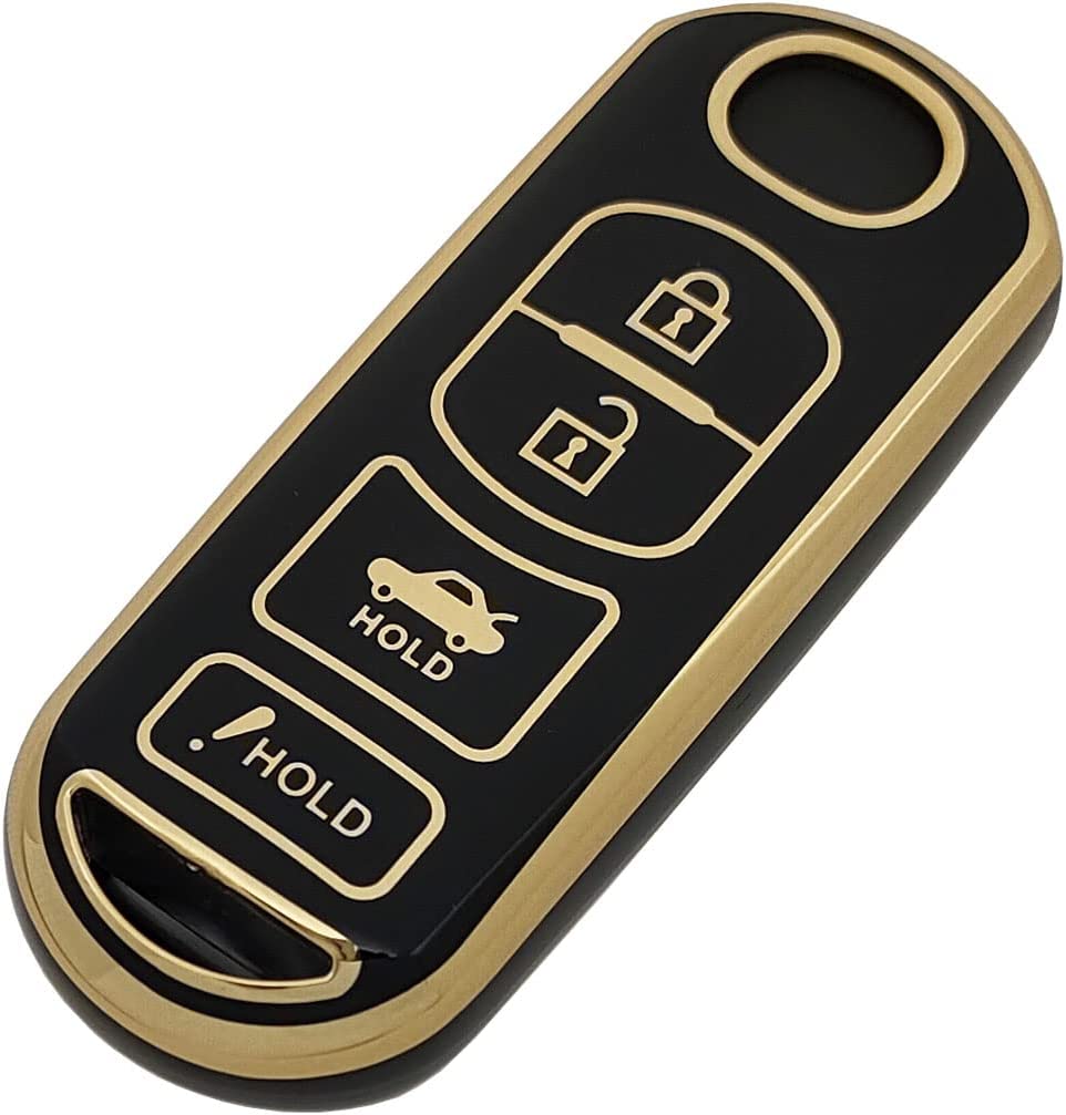Key Fob Cover Case fit for Mazda 3 6 8 Miata MX-5 CX-3 CX-5 CX-7 CX-9 Smart Keyless Entry Key Fob - Delicate Leather