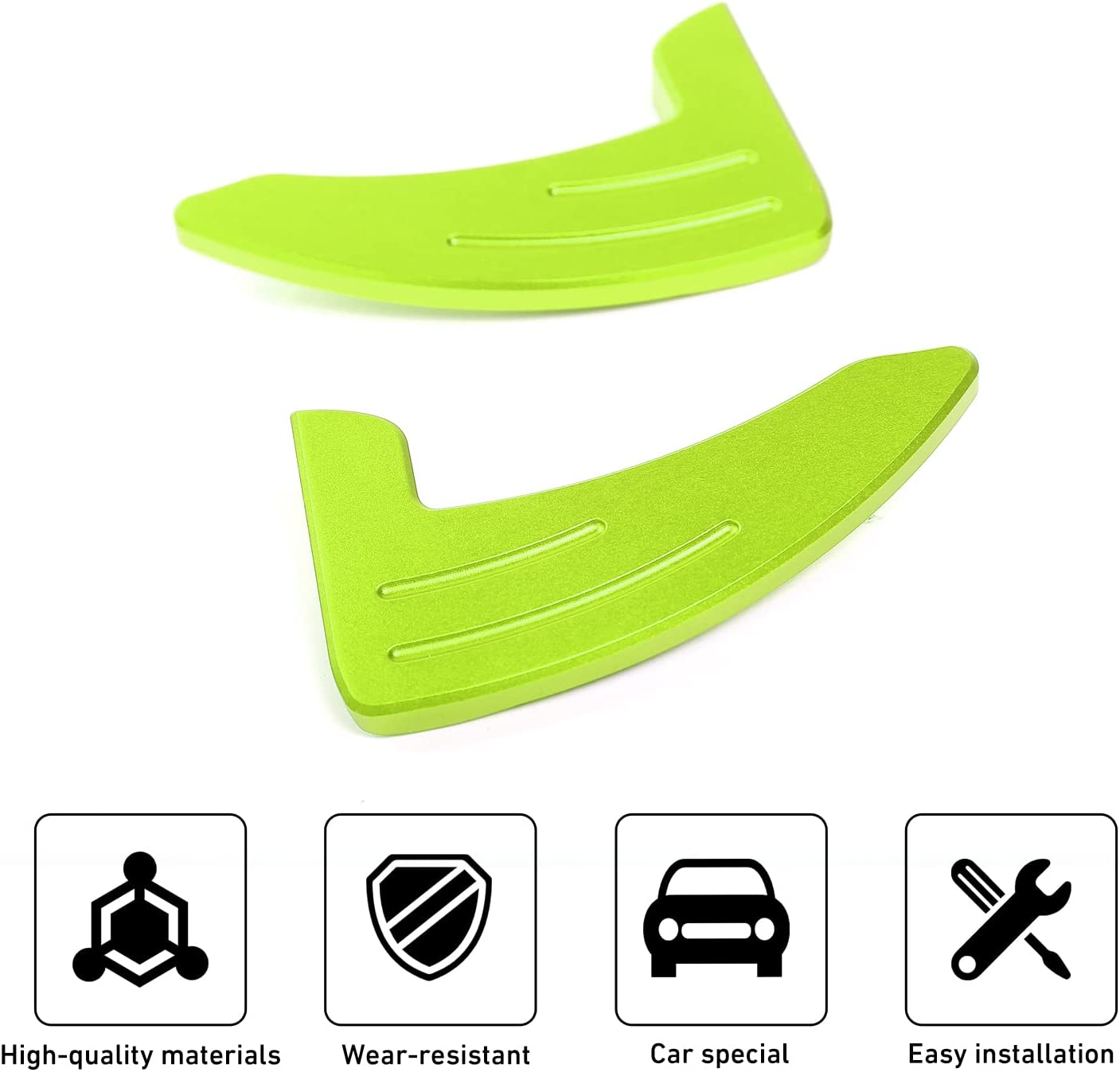 2PCS Wheel Shift Paddle Extended Shifter Trim Cover Compatible with Challenger Charger Durango RT & Scat Pack 2015-2022, Compatible with Grand Cherokee 2014-2022 Interior Decoration Accessories (Green) - Delicate Leather