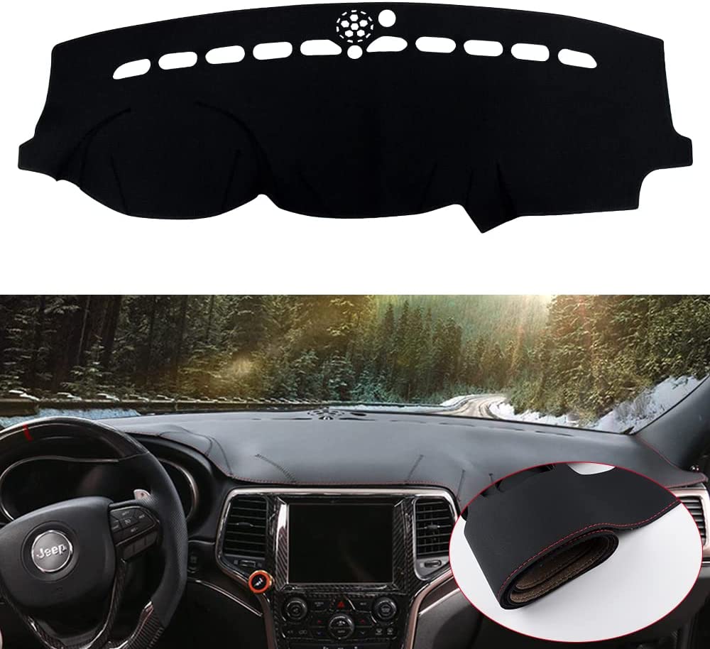 Dashboard Covers for Grand Cherokee Accessories 2011-2022 Center Console Cover Car Interior Dash Board Sun Shade Mat Anti-Slip Protector Pad - Delicate Leather