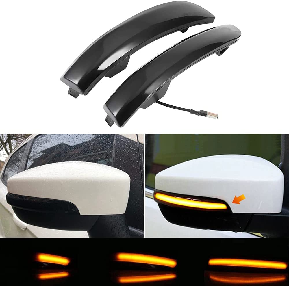 Sequential Dynamic LED Turn Signal Light Side Mirror Marker Lamp accessories Compatible with Ford Escape Ecosport 2013-2018,Focus 2012-2018 ST SE RS,C-Max 2013-2017 - Delicate Leather