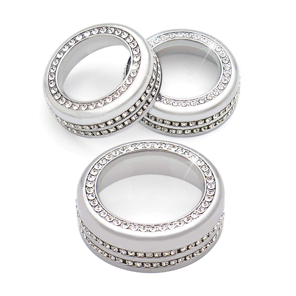 Bling AC Air Conditioner Volume Tune Knob Button Cover Compatible with Dodge Challenger Charger Durango Journey - Delicate Leather