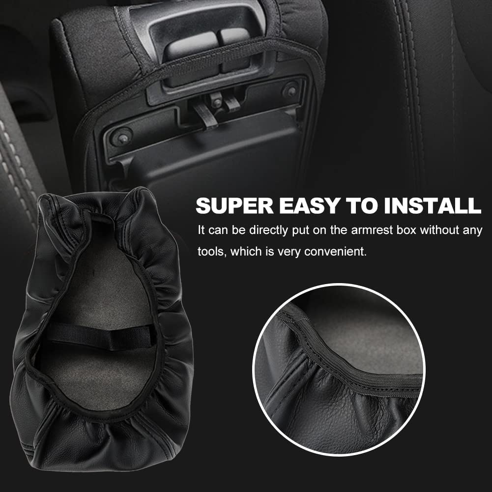 Center Console Cover Replace for 2016-2021 Jeep Cherokee, Waterproof Anti-Scratch Leather Armrest Cover Seat Box Protector for Jeep Cherokee - Delicate Leather