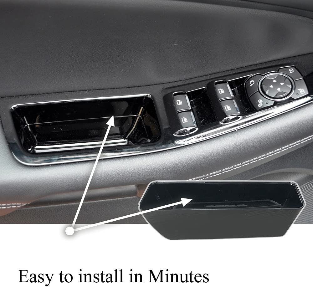Front Row Door Side Storage Box Compatible with Ford Edge 2015 2016 2017 2018 2019 2020 Armrest Phone Container Door Organizer Handle Pocket ABS Tray Insert Glove Pallet - Delicate Leather