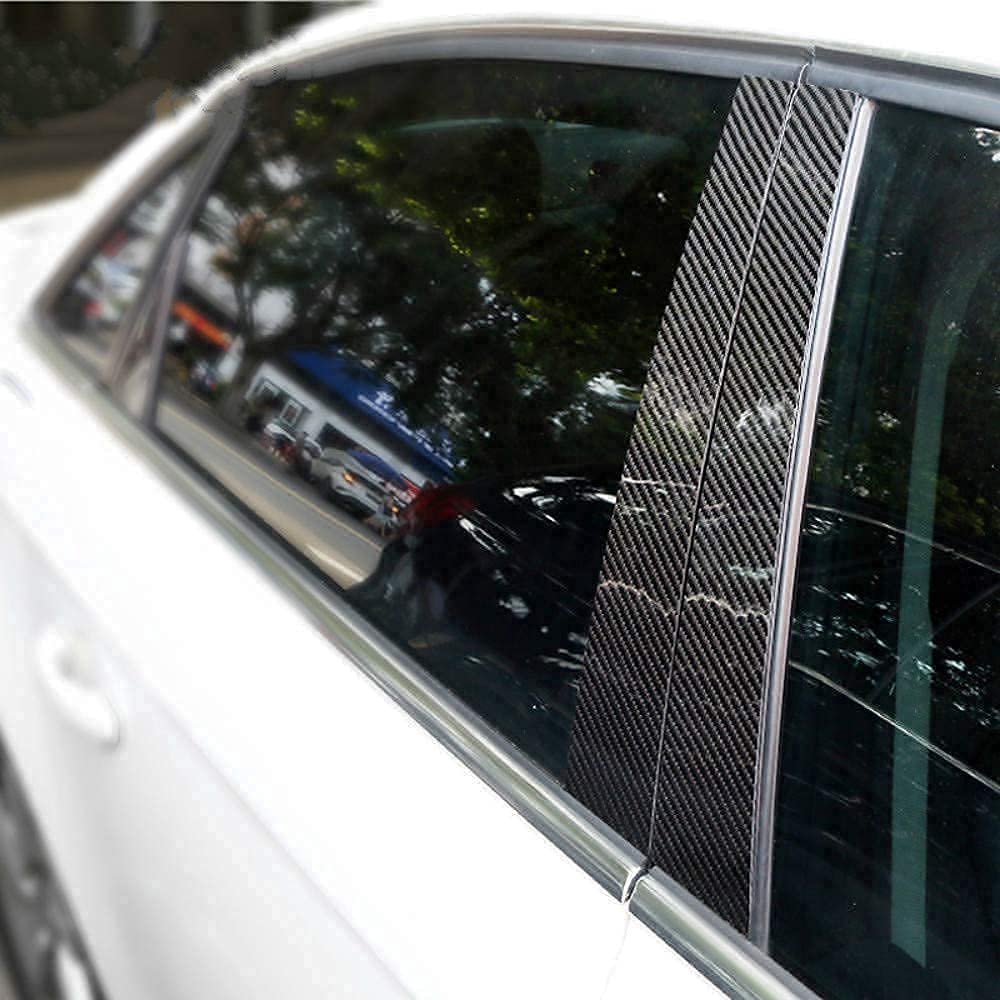 6PCS Car Window Molding Trim B-Pillars Sticker Carbon Fiber Decals fits for F30 2012 2013 2014 2015 2016 2017 2018 2019 Accessories -- ONLY for F30 - Delicate Leather