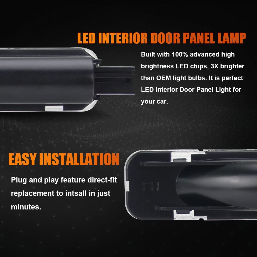 LED Interior Door Panel Light Courtesy Lamp Compatible with Silverado Suburban 1500 2500 Tahoe Avalanche GMC Sierra Yukon Escalade Hum-mer H2, Footwell Step Lights Pack of 2 - Delicate Leather