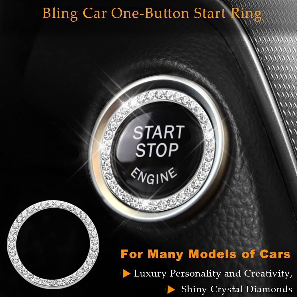 3Pcs Bling Car Steering Wheel Diamond Decal Cover Sticker Accessories Compatible with Camry, Corolla, Rav4, Tundra RAV 4, Highlander - Delicate Leather