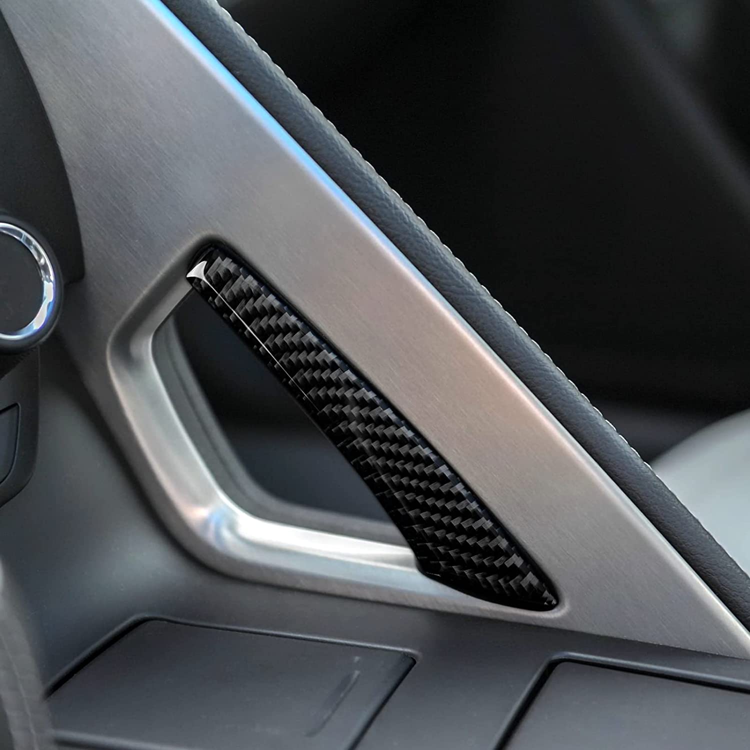 C7 Car Center Control Handle Sticker Decal Carbon Fiber Interior Trims Accessories Cover for C7 2014 2015 2016 2017 2019 - Delicate Leather