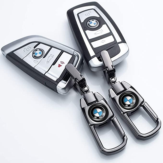 Metal Car Keychains Replacement with Logo, Custom fit for Car Key Chain, Key Chains for Women Keychain Accessories, Family Present, black - Delicate Leather