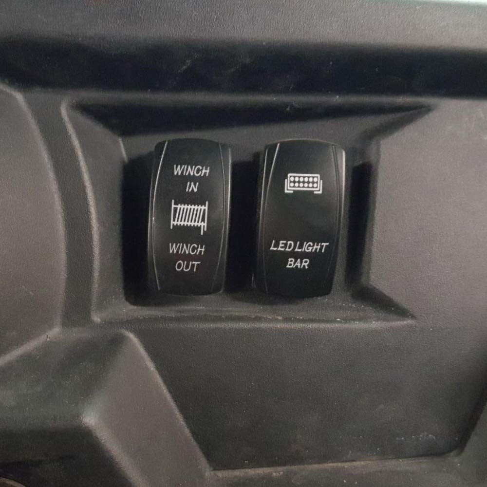 7 Pin Momentary Laser Rocker Switch Winch in/Out Waterproof DC 20A 12V/10A 24V Black Shell/ON-Off-ON DPDT Illuminated Rocker Switch Compatible with Auto Truck Boat Marine Off Road - Delicate Leather