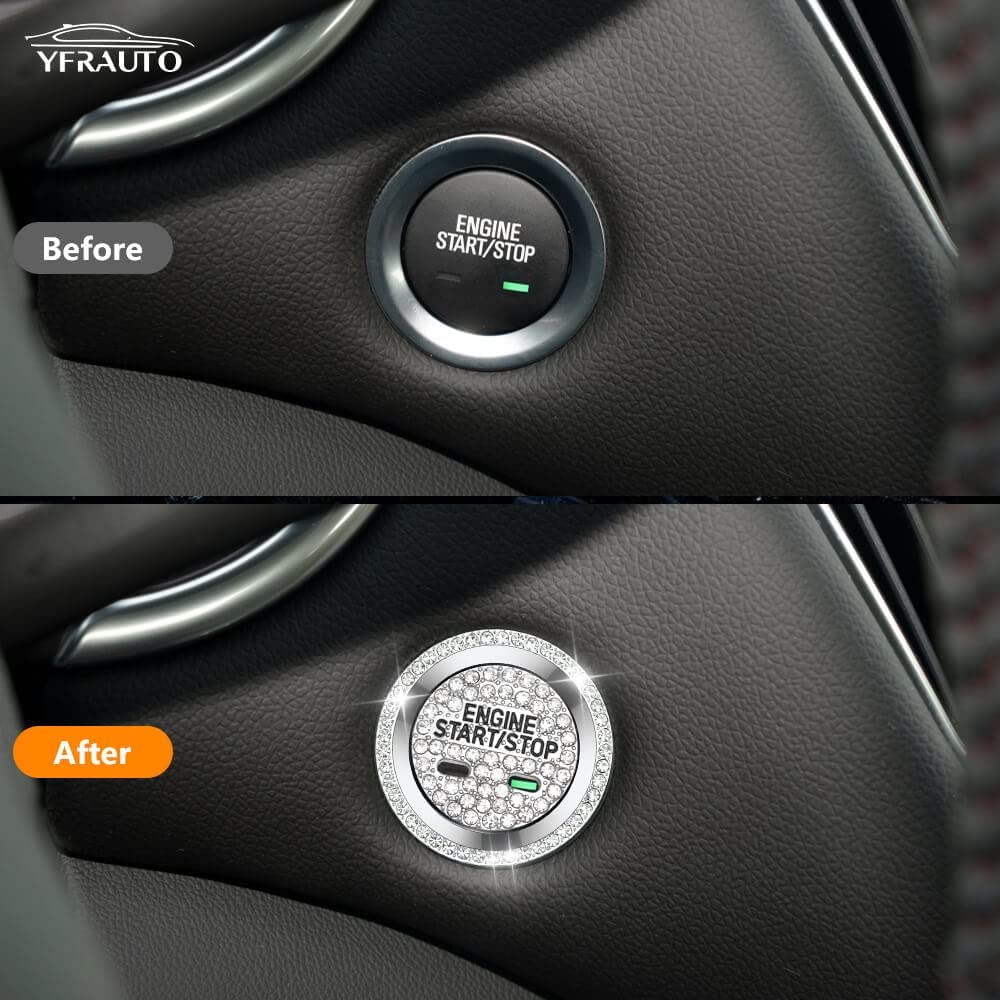 Engine Start Stop Covers for Bling Equinox Accessories Malibu Impala Tahoe Traverse Trax Interior Accessory Button Cover Stickers 2Pcs - Delicate Leather