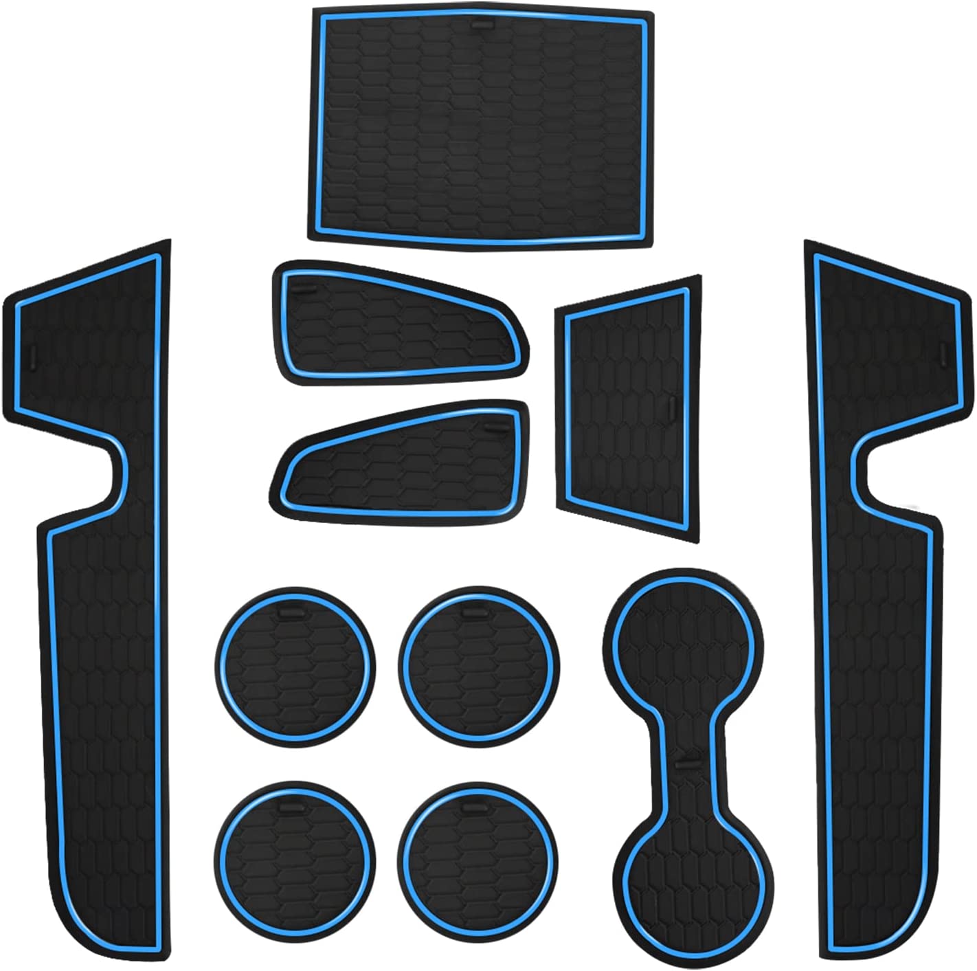 Anti-Dust Upgraded Interior Liner Pads Accessories, Fit for 2017-2022 Corolla (Hatchback) as Cup Holder Inserts, Center Console Liner Mats, Door Pocket Liners, 11-pc Set - Delicate Leather