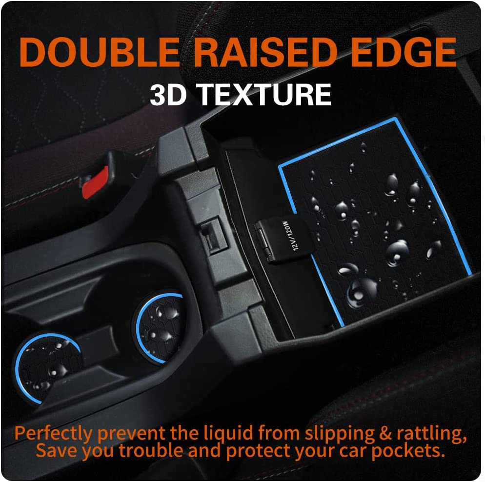 Anti-Dust Upgraded Interior Liner Pads Accessories, Fit for 2017-2022 Corolla (Hatchback) as Cup Holder Inserts, Center Console Liner Mats, Door Pocket Liners, 11-pc Set - Delicate Leather