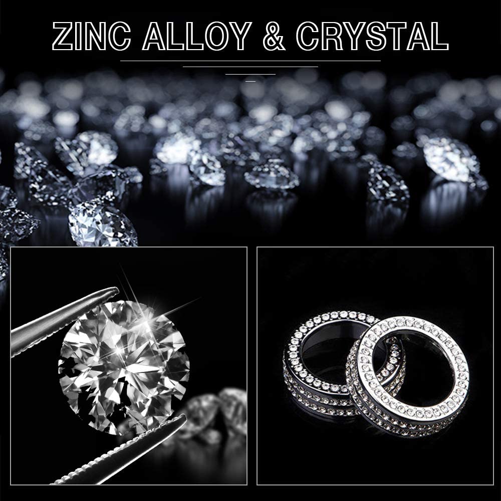 Bling Accessories 3 CX-5 CX-9 CX-30 CX5 CX9 CX30 AC Knobs Air Conditioner Decals Stickers Covers Caps Car Interior Parts Decoration Trim Men Women Zinc Alloy Crystal Silver 2 Pack - Delicate Leather