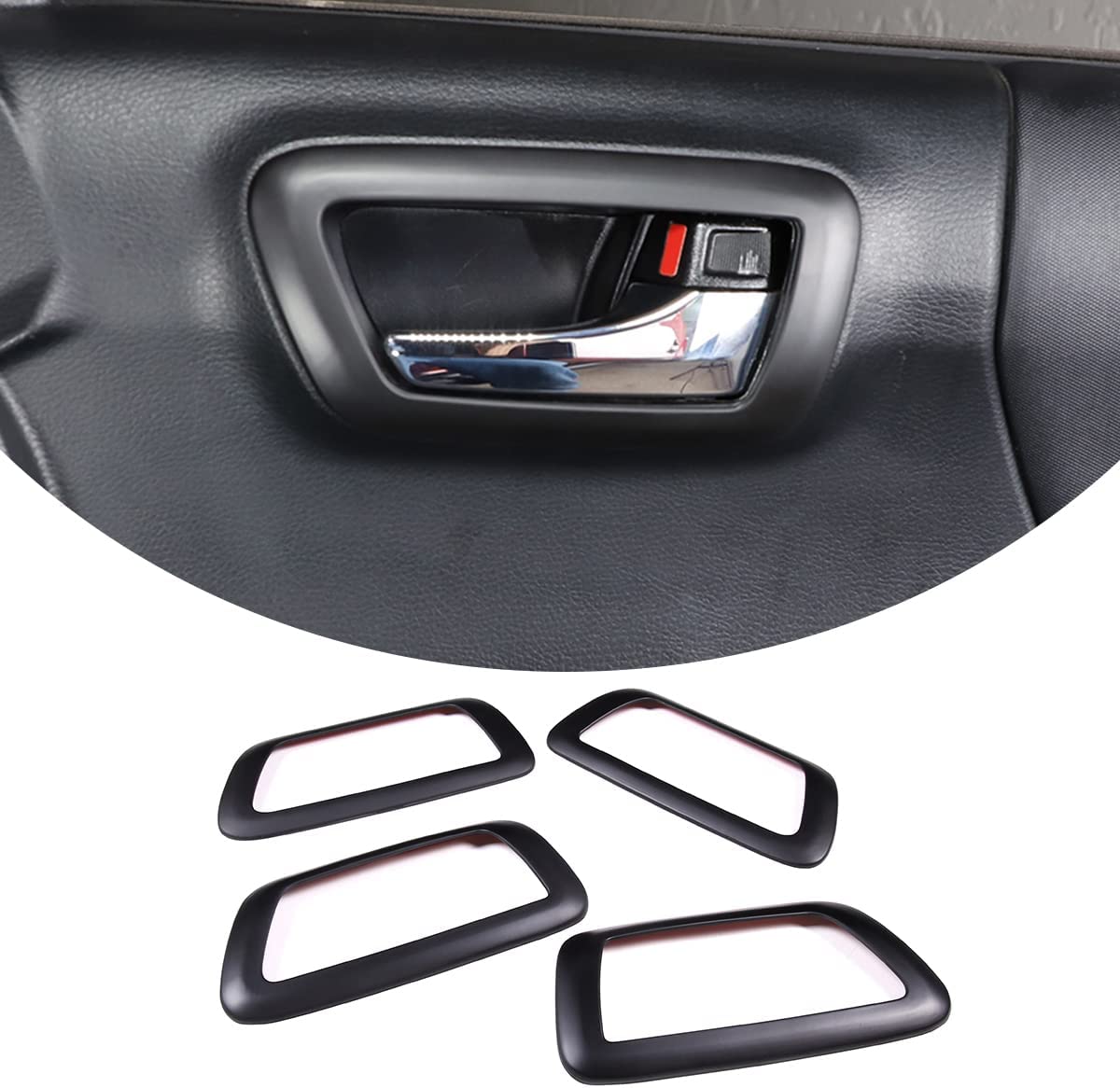 ABS Inner Car Look Interior Door Handle Panel Cover Trim - Delicate Leather