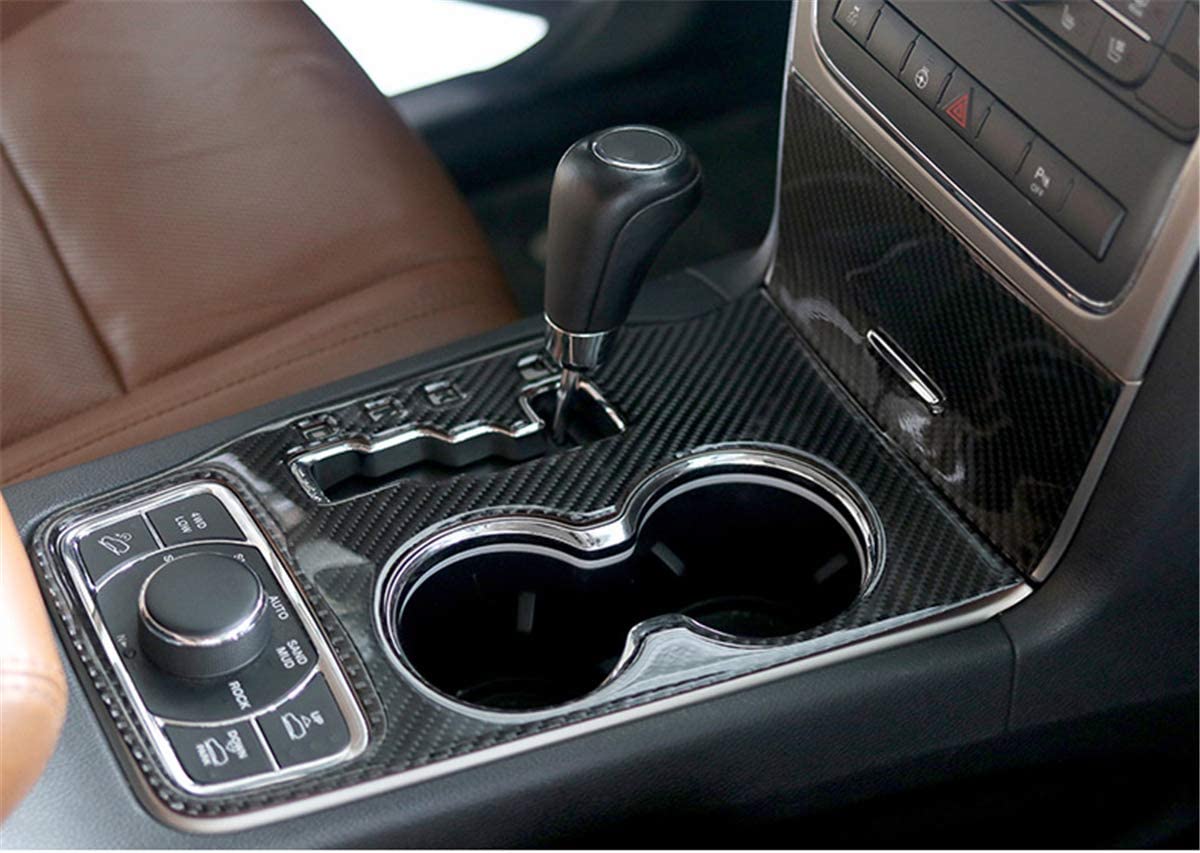 eep Grand Cherokee 2011 2012 2013 Interior Accessories Real Carbon Fiber Center Console Cup Holder Cover Trim - Delicate Leather