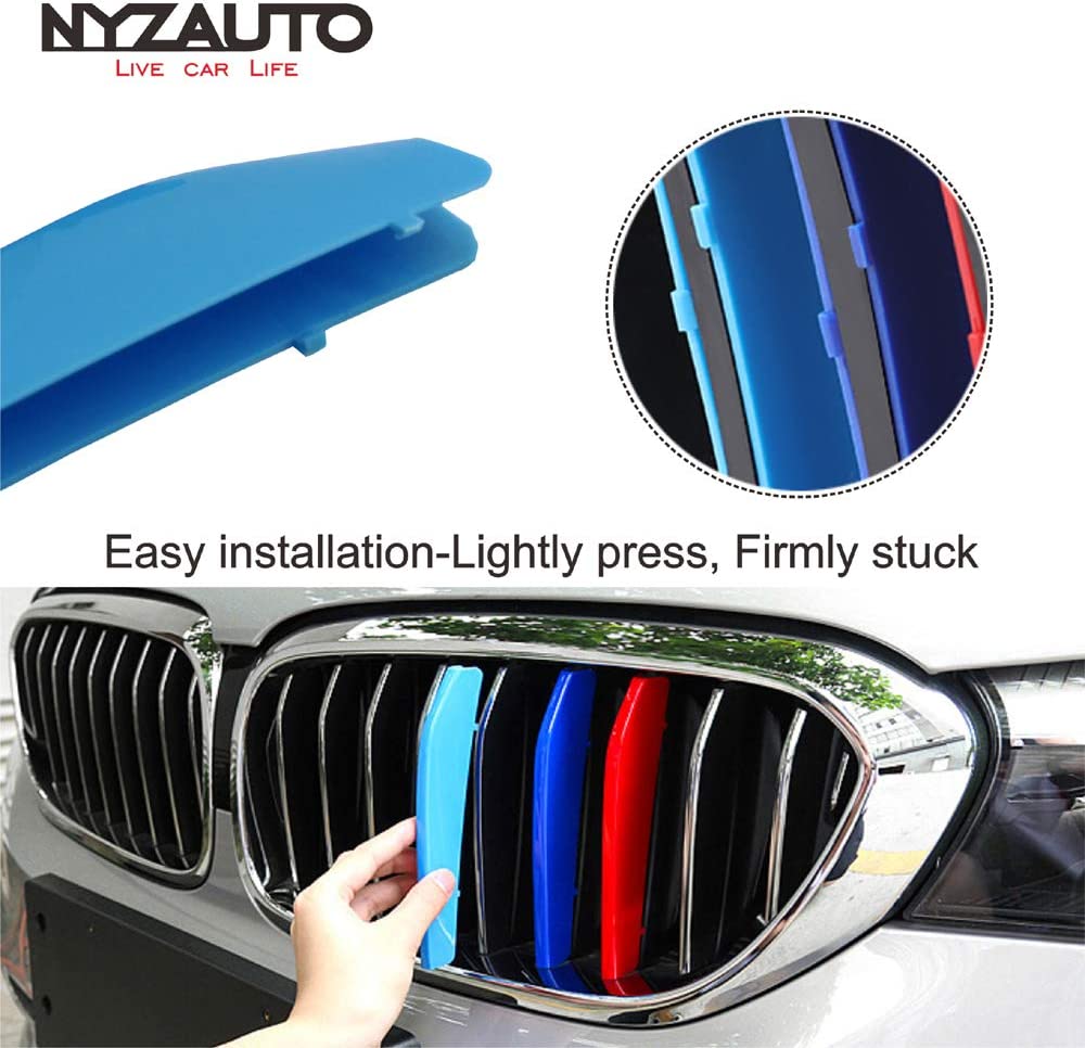 M-Colored Stripe Grille Insert Trims Compatible with 2017-up G30 G31 5 Series 520i 530i 540i 550i 9-Beam Kidney Grille - Delicate Leather