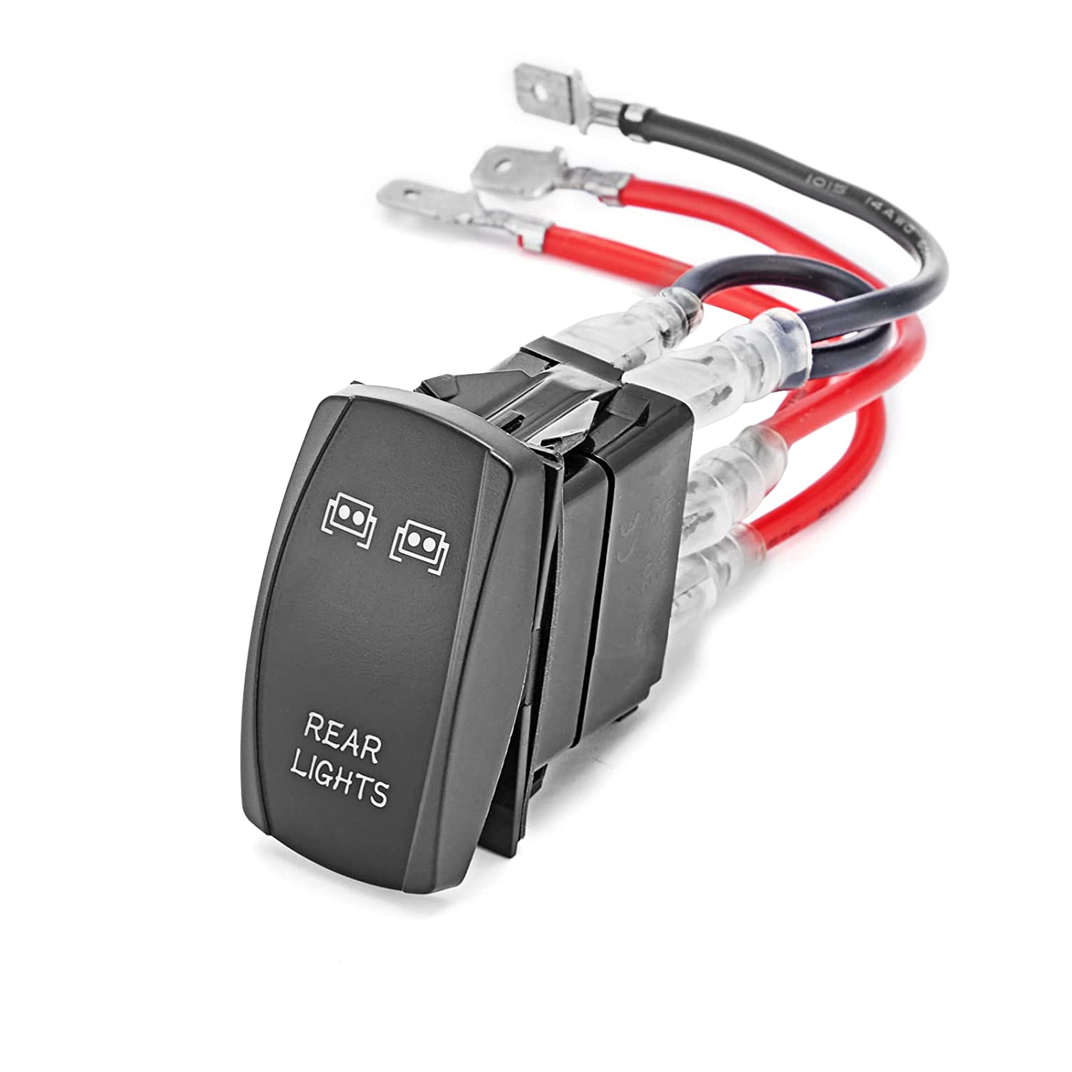 Laser Rear Lights Rocker Switch 5 Pin On-Off Blue LED Light Toggle Button 20A/12V Compatible with Most SUV, ATV, UTV, Motorcycle, Truck etc. - Delicate Leather