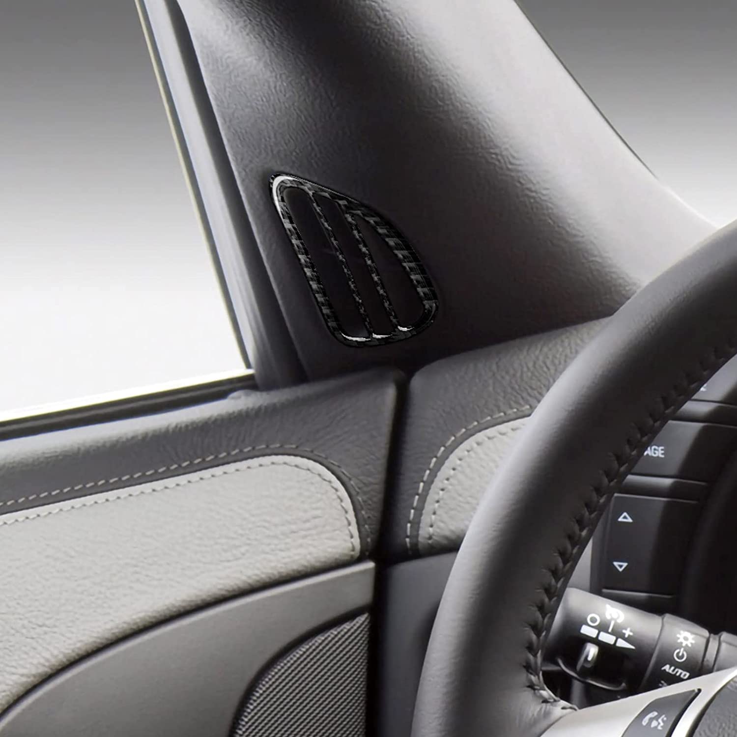 Car Air Outlet Vent Sticker Decal Carbon Fiber Interior Trim Cover Compatible with C6 2005 2006 2007 Accessories - Delicate Leather