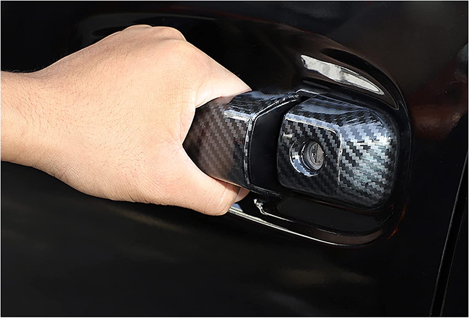 Door Handle Cover Trim for 4Runner 4WD N280 2010-2022 2018 2019 Car Styling Accessories Exterior Door Handles Black 8PCS ABS (No Smart Key Holes Carbon Fiber) - Delicate Leather