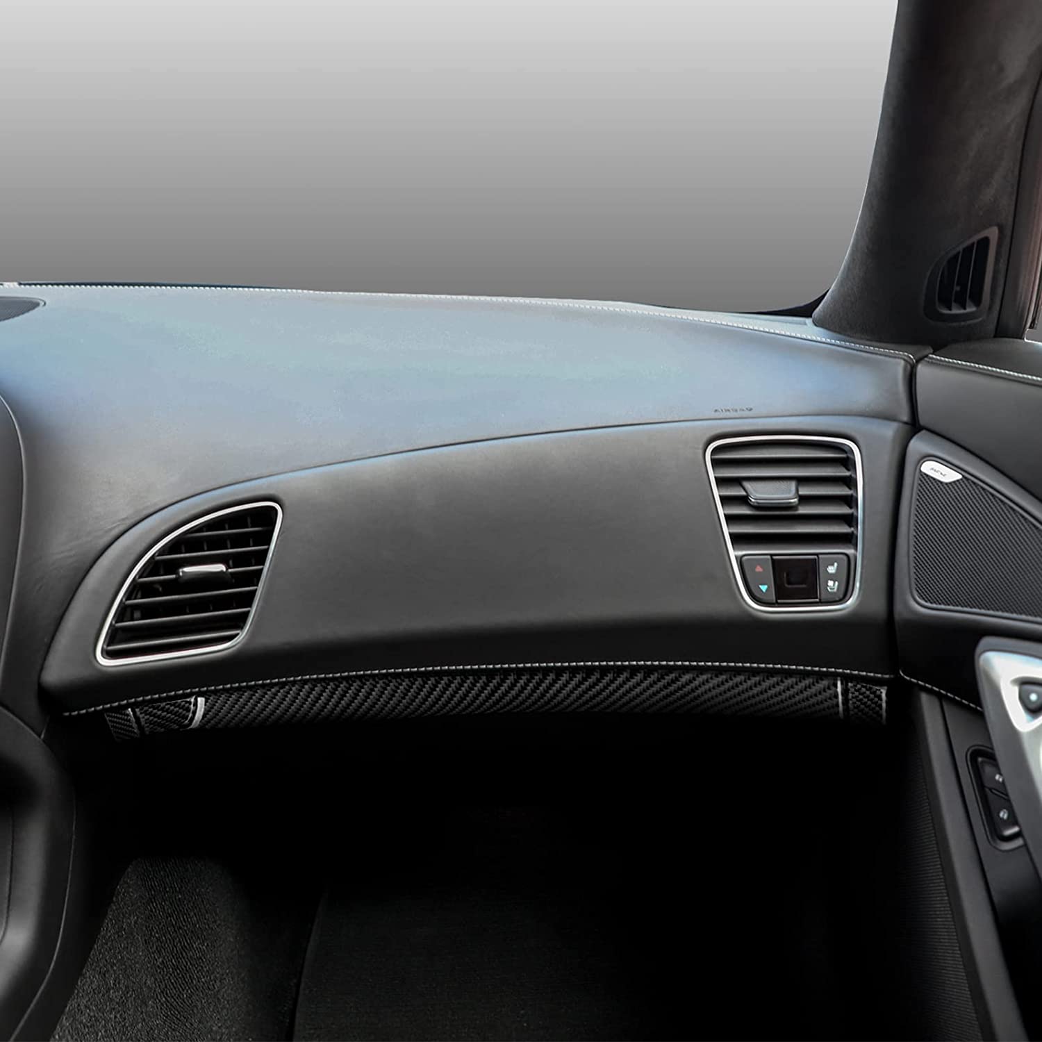 Car Co-Pilot Glove Box Trim Strip Sticker Decal Carbon Fiber Interior Trims Accessories Cover Compatible with C7 - Delicate Leather